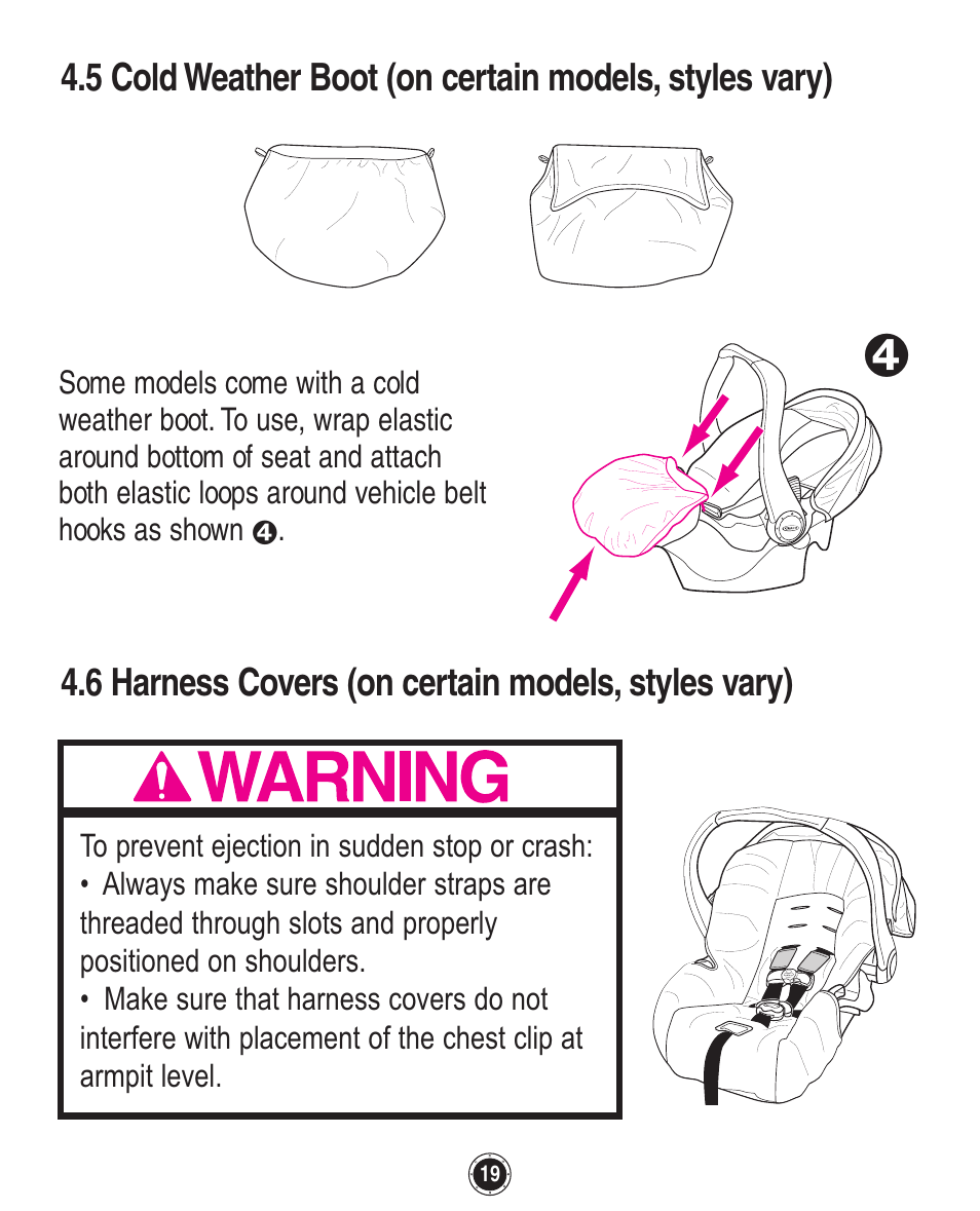 6 harness covers (on certain models, styles vary) | Graco PD108602A User Manual | Page 63 / 132