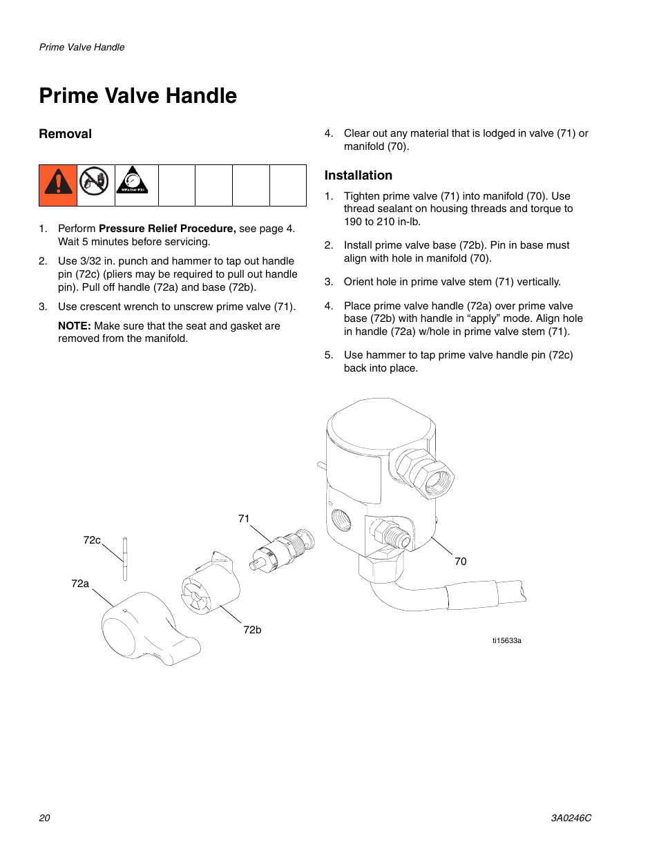 Prime valve handle | Graco 258906 User Manual | Page 20 / 40