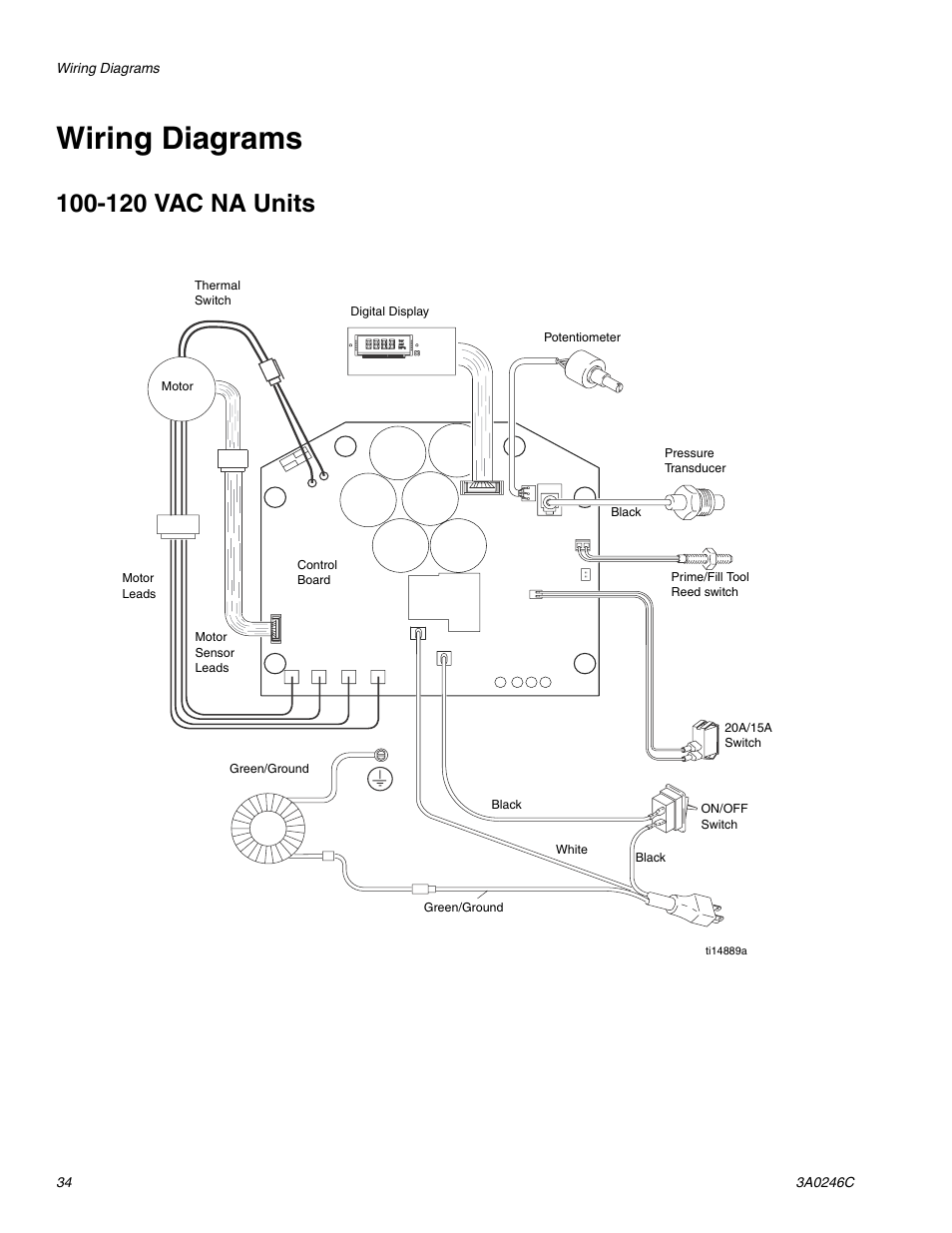 Wiring diagrams, 120 vac na units, Es 34 | S 34 | Graco 258906 User Manual | Page 34 / 40