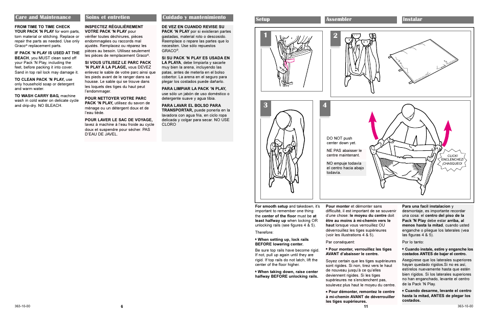 Setup assembler instalar | Graco 9123 User Manual | Page 6 / 16