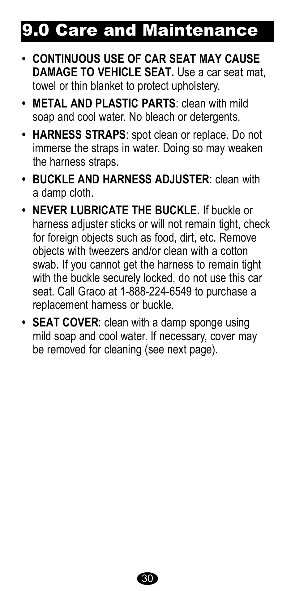 0 care and maintenance | Graco 8483 User Manual | Page 30 / 68