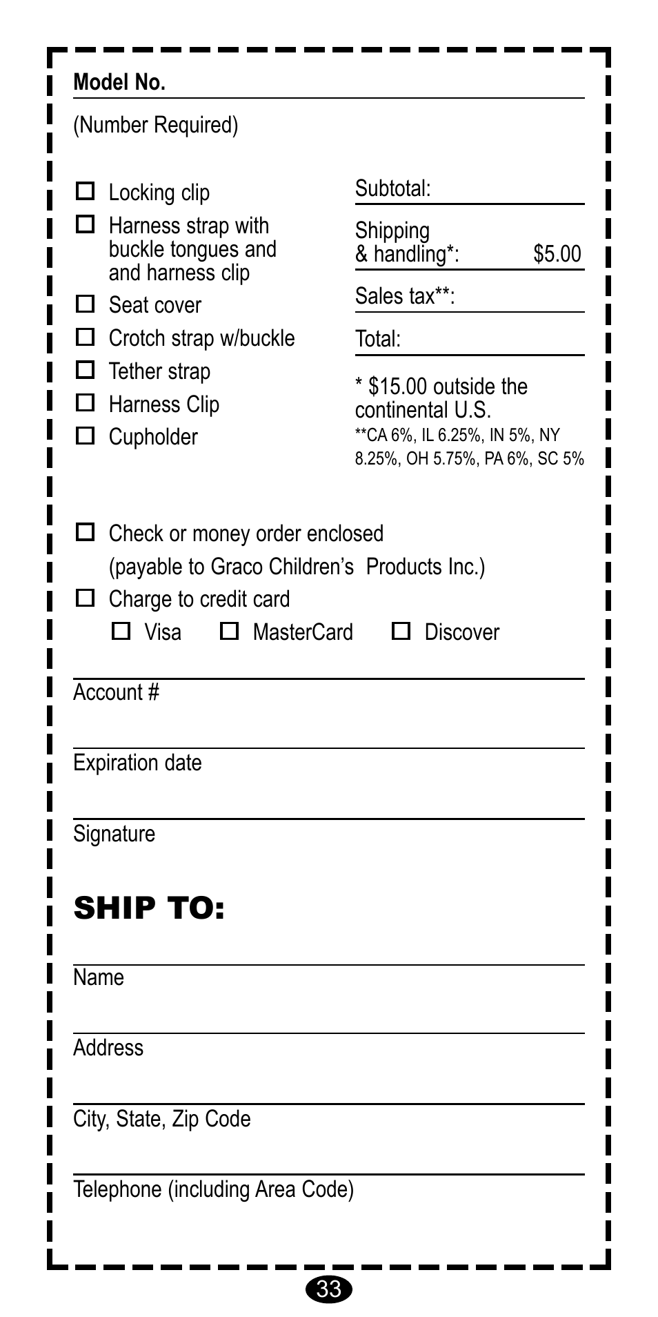 Ship to | Graco 8483 User Manual | Page 33 / 68