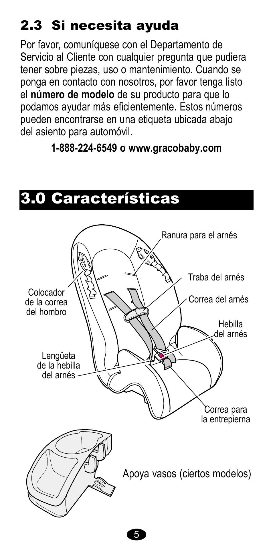 0 características, 3 si necesita ayuda | Graco 8483 User Manual | Page 39 / 68