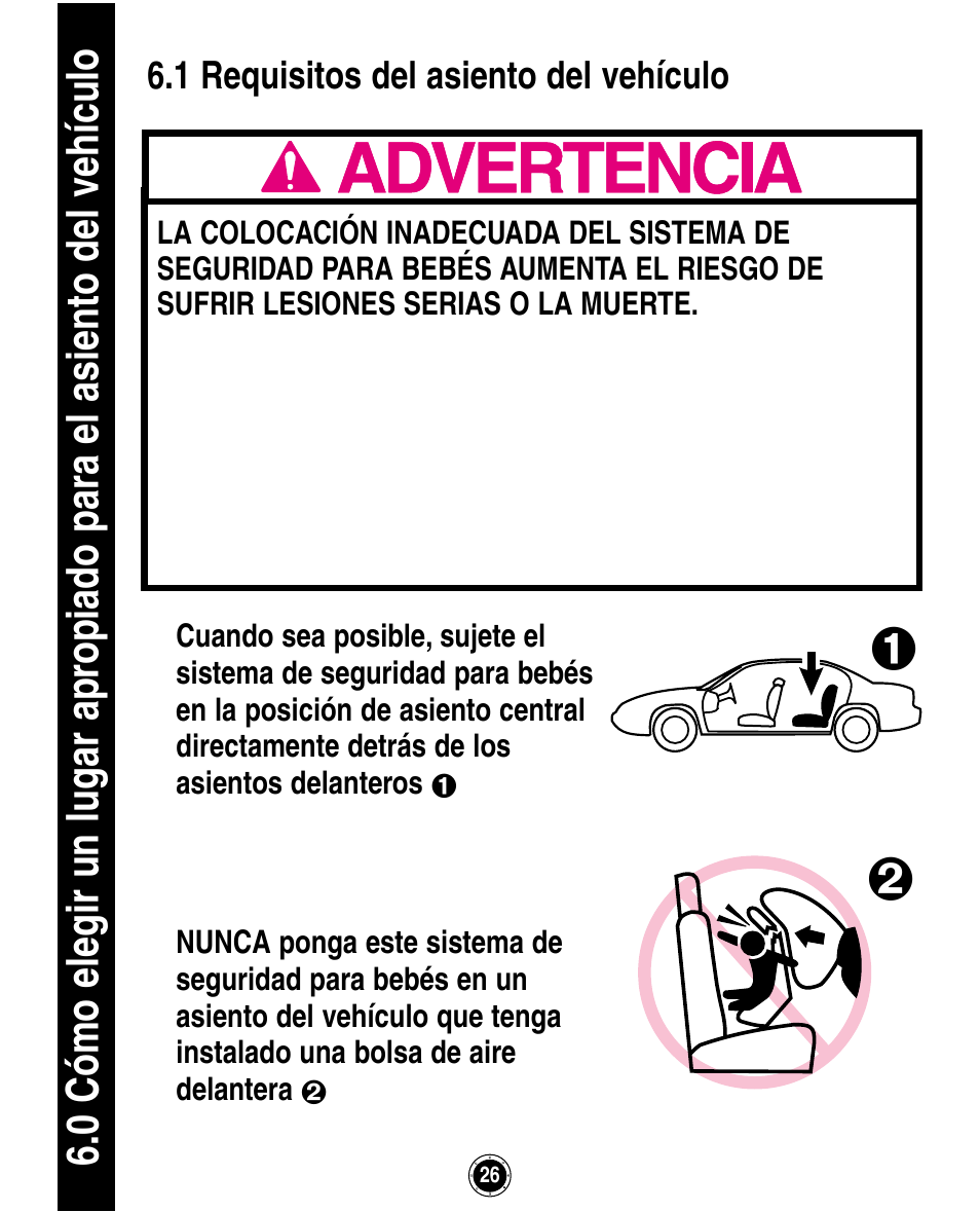 1 requisitos del asiento del vehículo | Graco ISPA162AB User Manual | Page 110 / 128