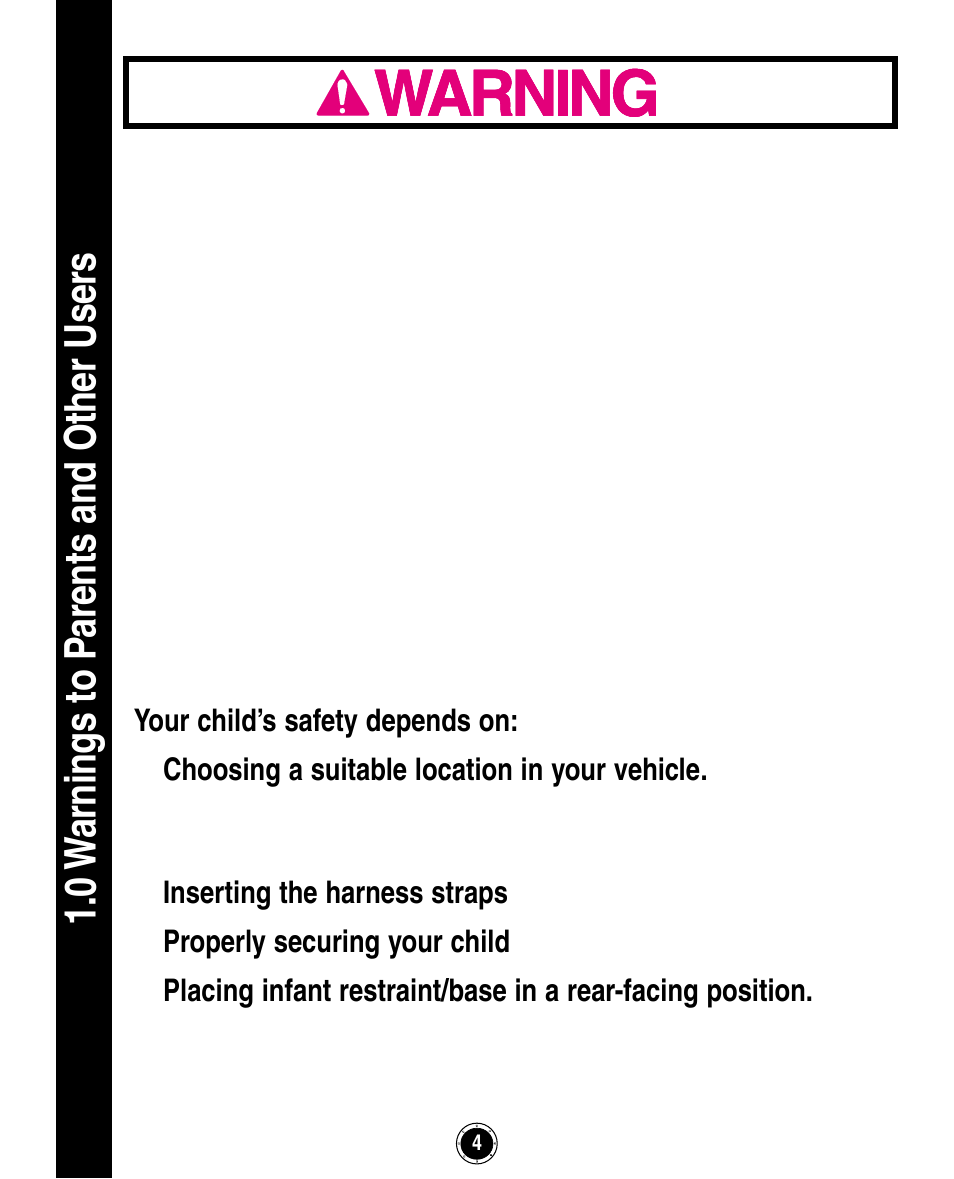 0 w arnings to p arents and other user s | Graco ISPA162AB User Manual | Page 44 / 128