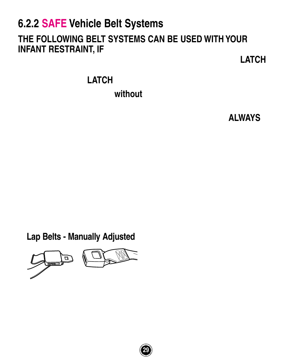 2 safe vehicle belt systems | Graco ISPA162AB User Manual | Page 69 / 128