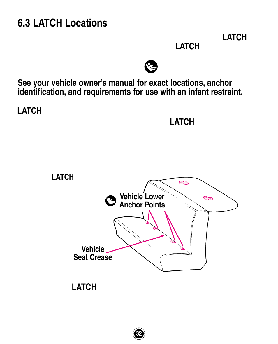 3 latch locations | Graco ISPA162AB User Manual | Page 72 / 128