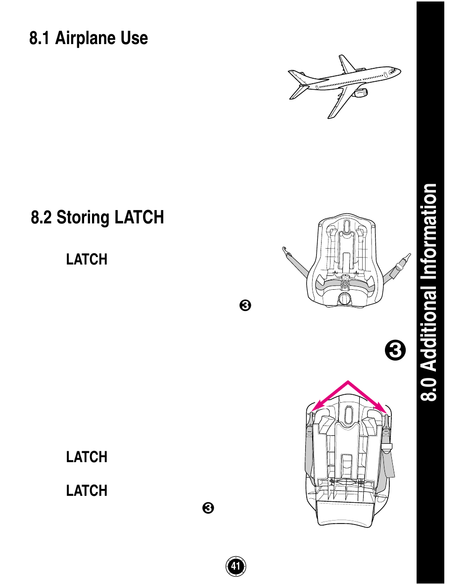 0 ad ditional inf ormation, 1 airplane use, 2 storing latch | Graco ISPA162AB User Manual | Page 81 / 128