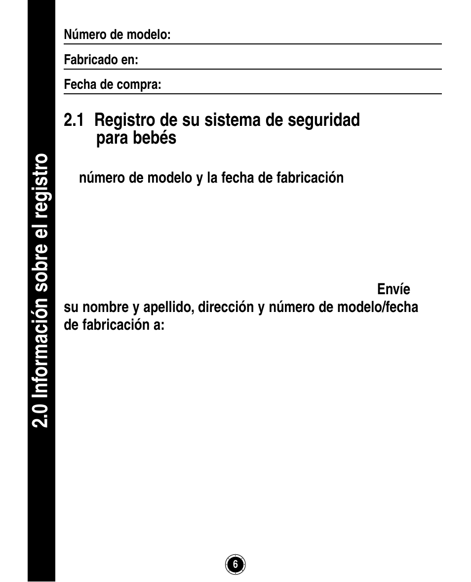 0 inf ormación sobre el registr o, 1 registro de su sistema de seguridad para bebés | Graco ISPA162AB User Manual | Page 90 / 128