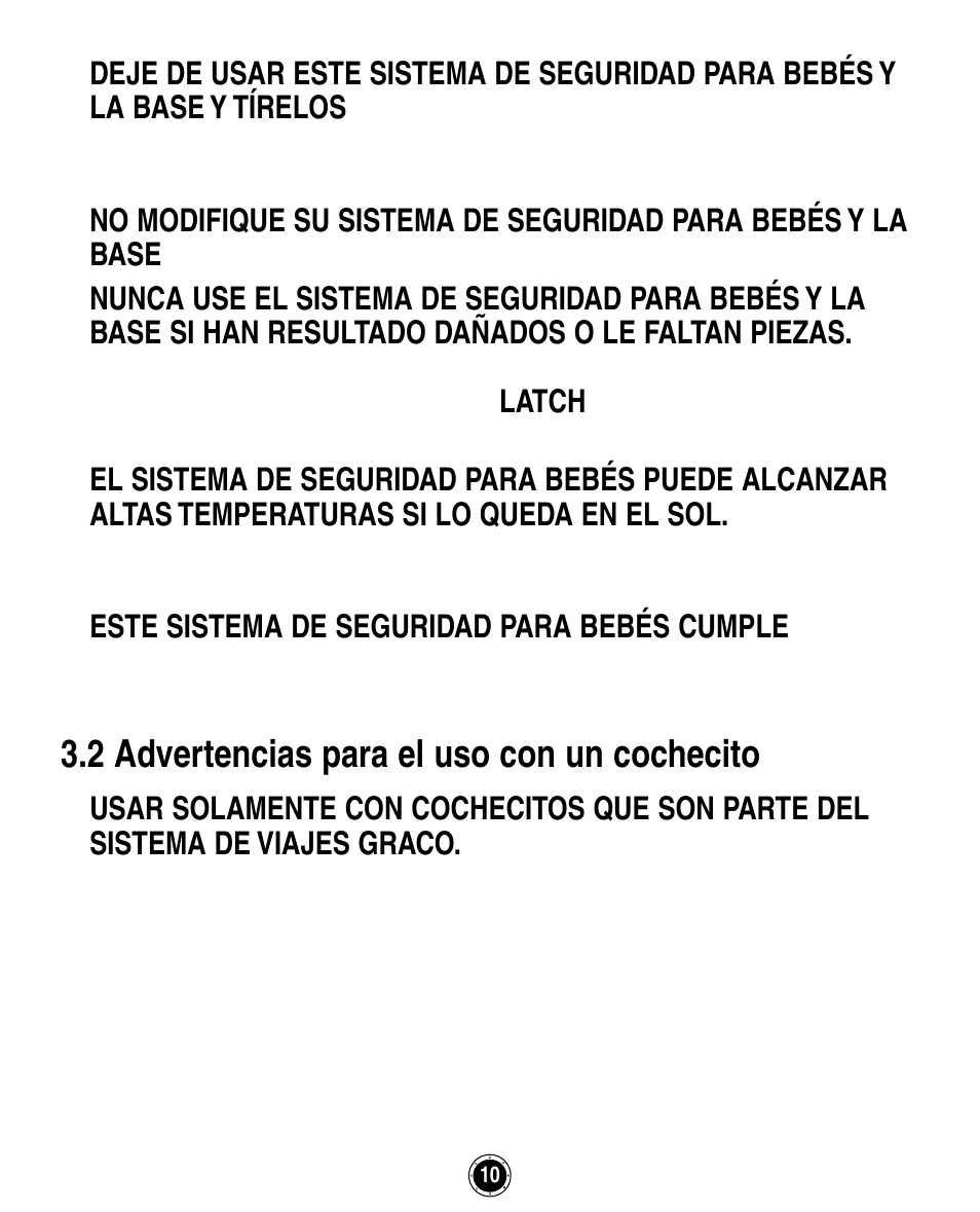 2 advertencias para el uso con un cochecito | Graco ISPA162AB User Manual | Page 94 / 128