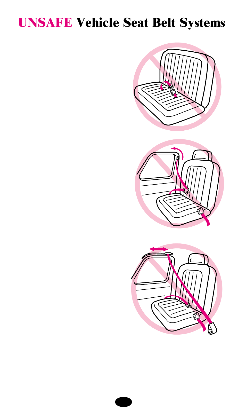 Unsafe vehicle seat belt systems | Graco deluxe series User Manual | Page 20 / 80