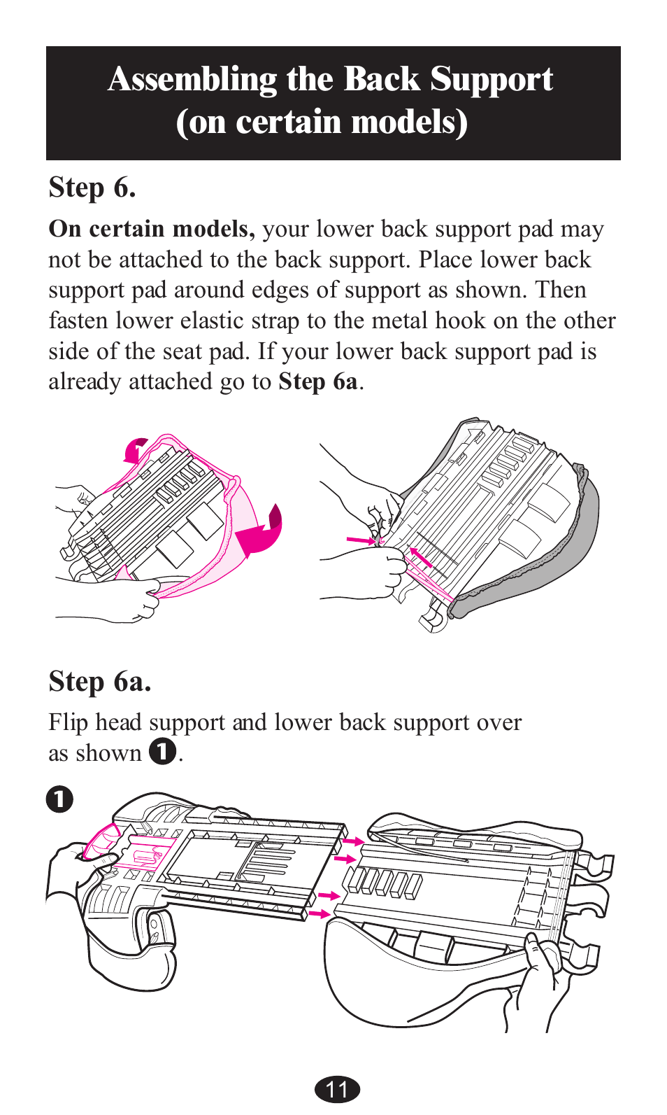 Assembling the back support (on certain models), Step 6a, Step 6 | Graco ISPB057BA User Manual | Page 11 / 80