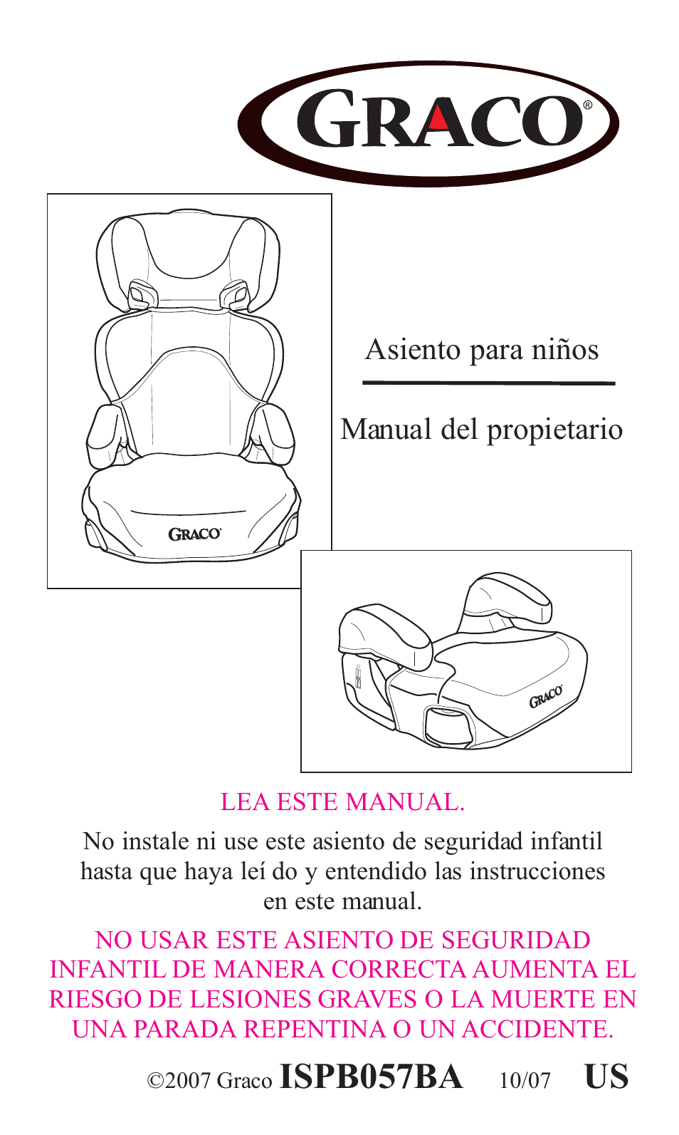 Ispb057ba, Asiento para niños manual del propietario | Graco ISPB057BA User Manual | Page 41 / 80