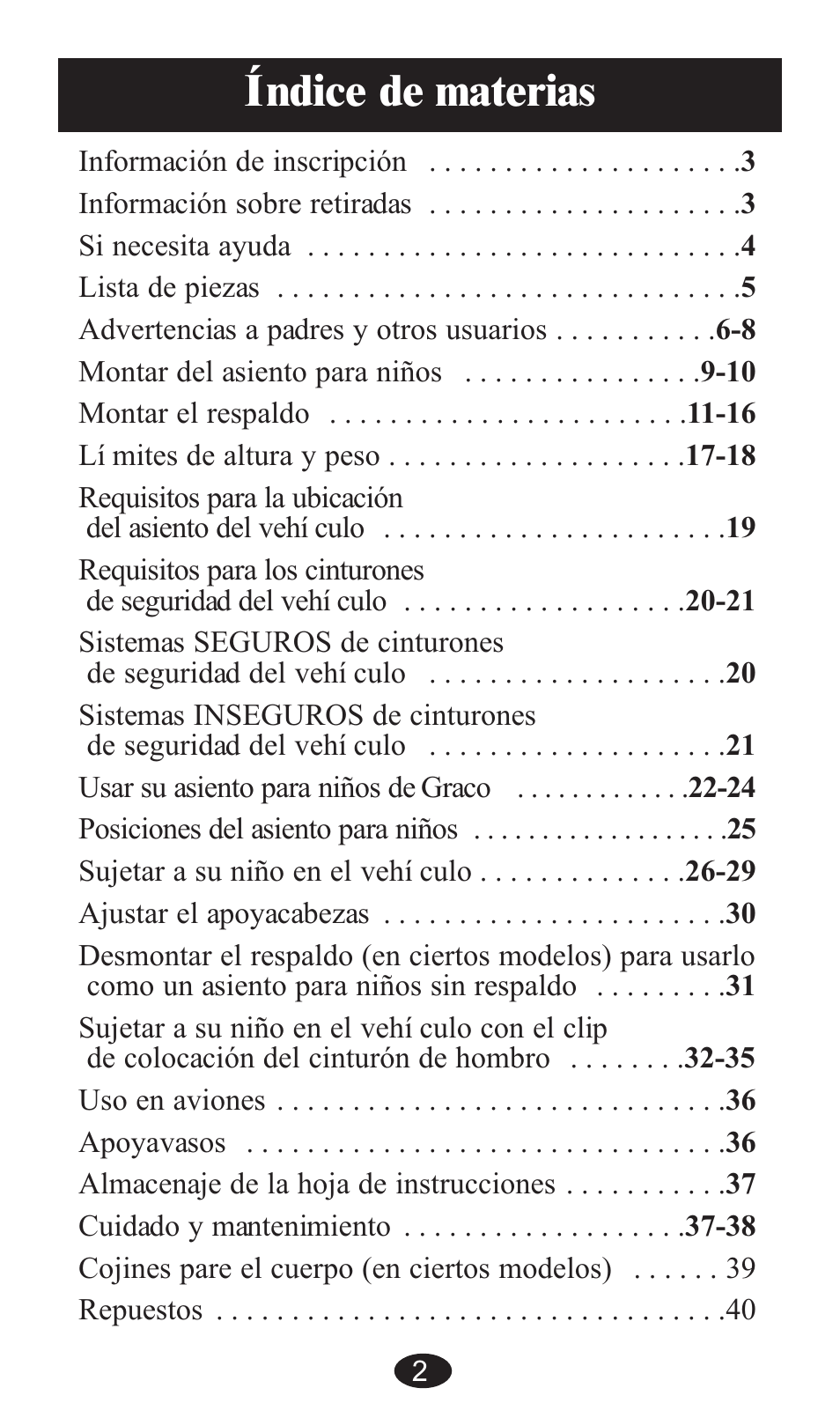 Índice de materias | Graco ISPB057BA User Manual | Page 42 / 80