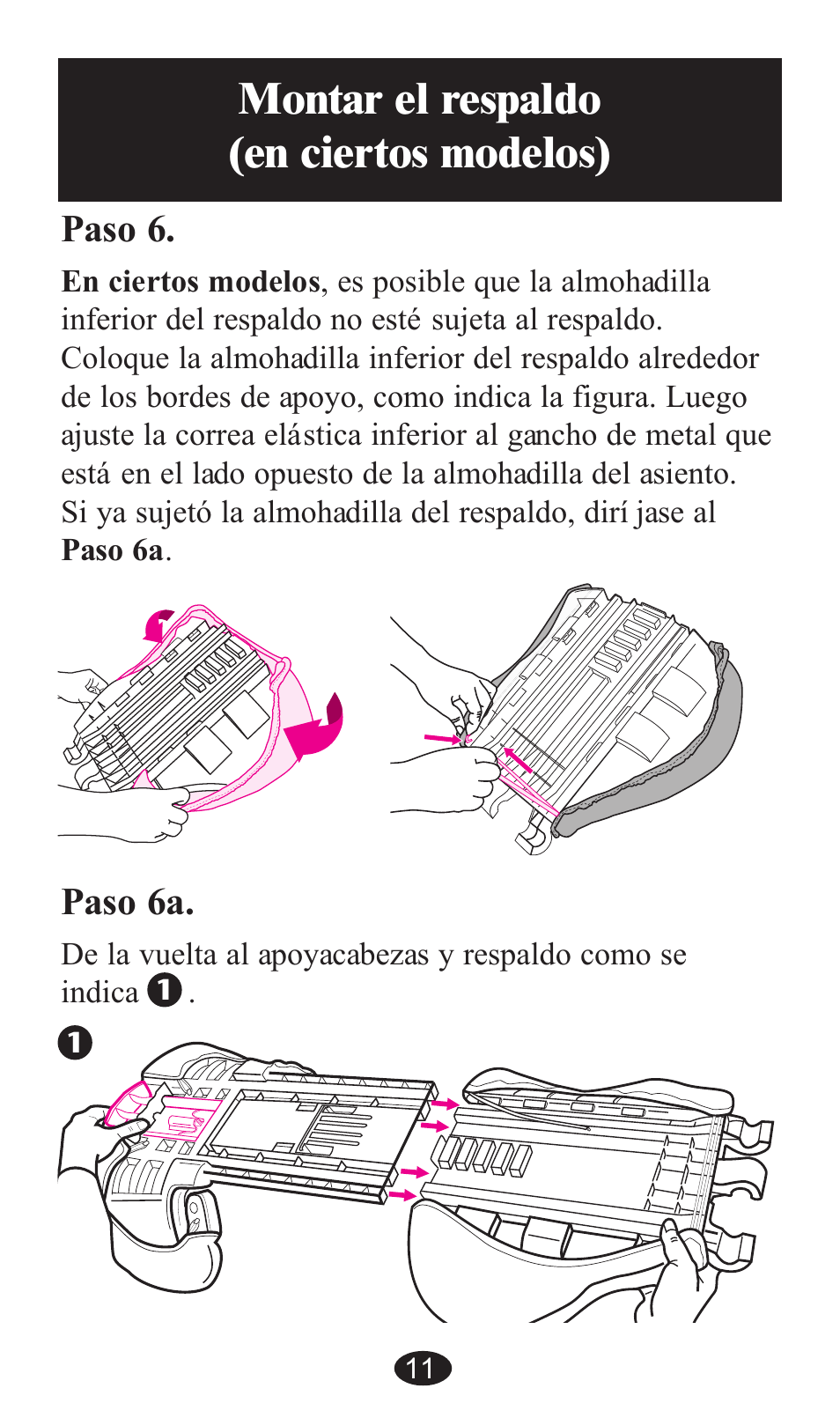 Montar el respaldo (en ciertos modelos), Paso 6a, Paso 6 | Graco ISPB057BA User Manual | Page 51 / 80