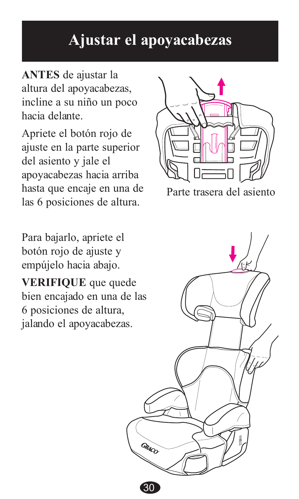Ajustar el apoyacabezas | Graco ISPB057BA User Manual | Page 70 / 80
