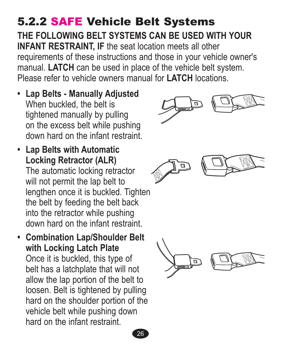 2 safe vehicle belt systems | Graco Stylus PD117254A User Manual | Page 62 / 132