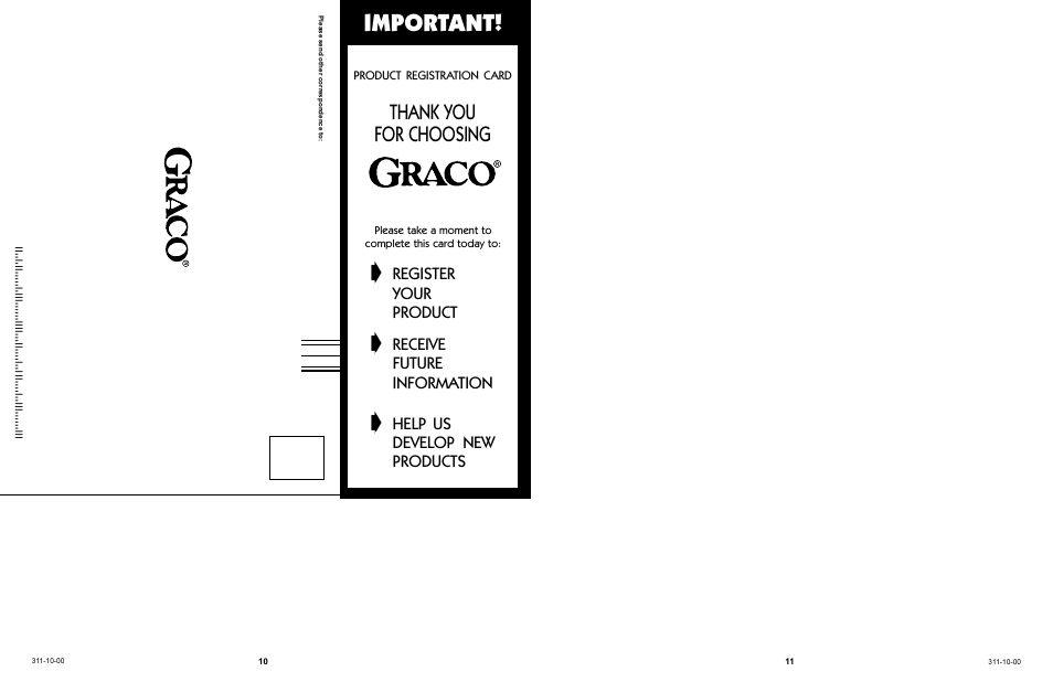 Important, Register, Your | Product, Receive, Future, Information, Help us, Develop new, Products | Graco 4530 User Manual | Page 10 / 20