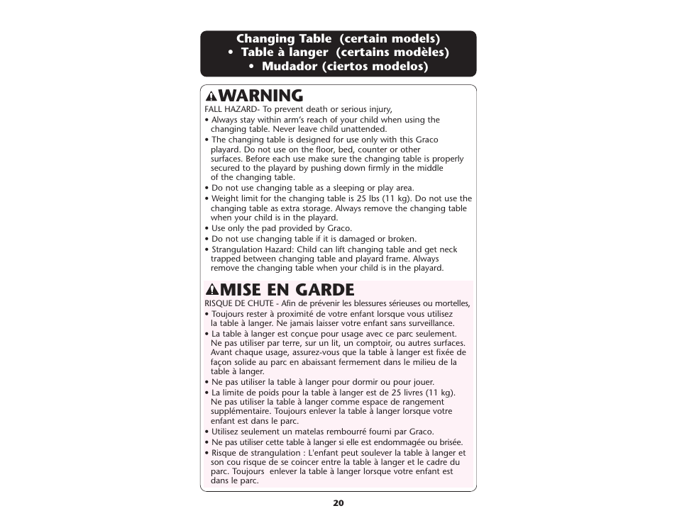Mise en garde, Warning | Graco ISPP062AA User Manual | Page 20 / 32