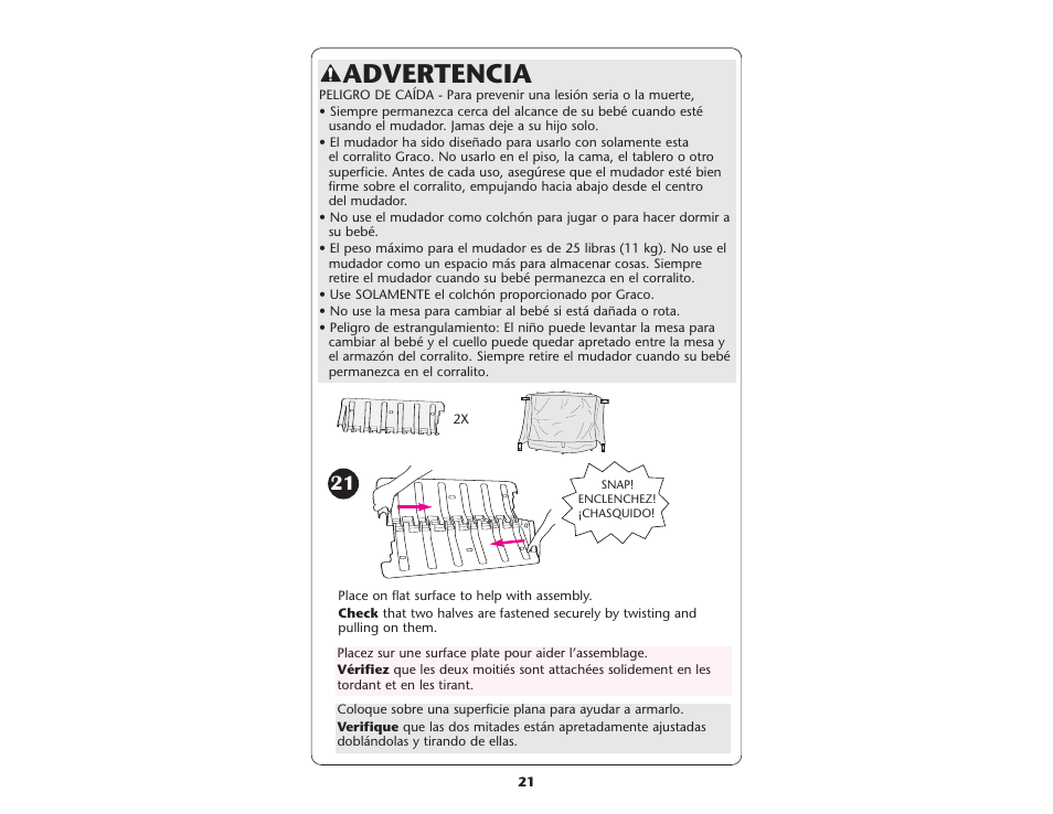 Advertencia | Graco ISPP062AA User Manual | Page 21 / 32