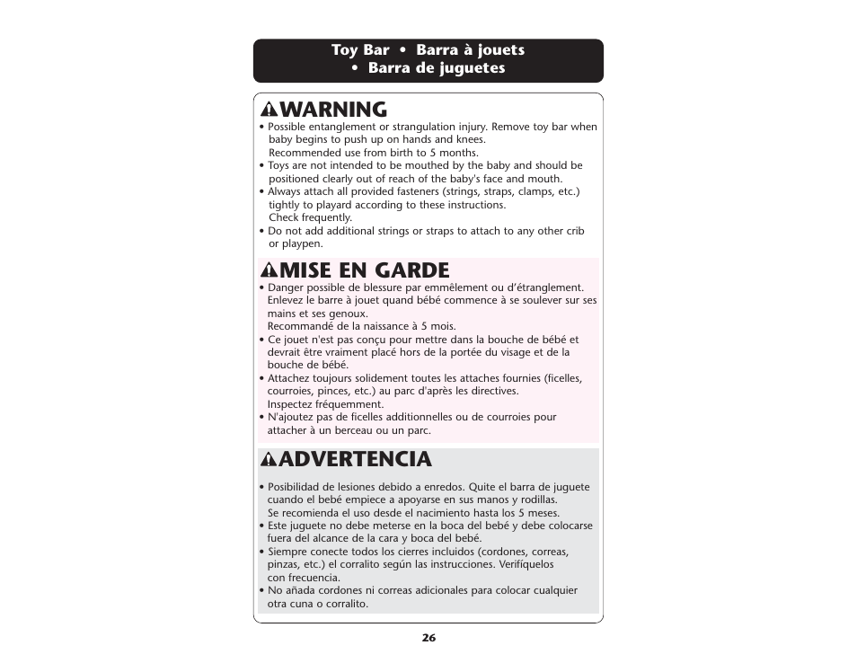 Advertencia, Warning, Mise en garde | Graco ISPP062AA User Manual | Page 26 / 32