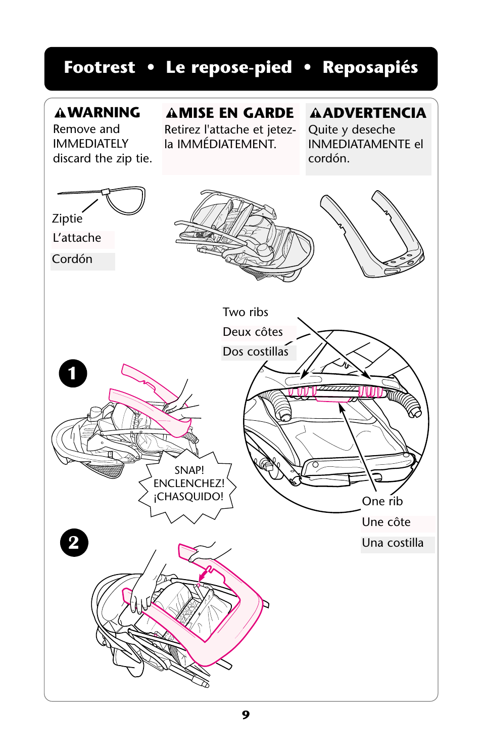 Footrest • le repose-pied • reposapiés | Graco ISPA112AA User Manual | Page 9 / 40