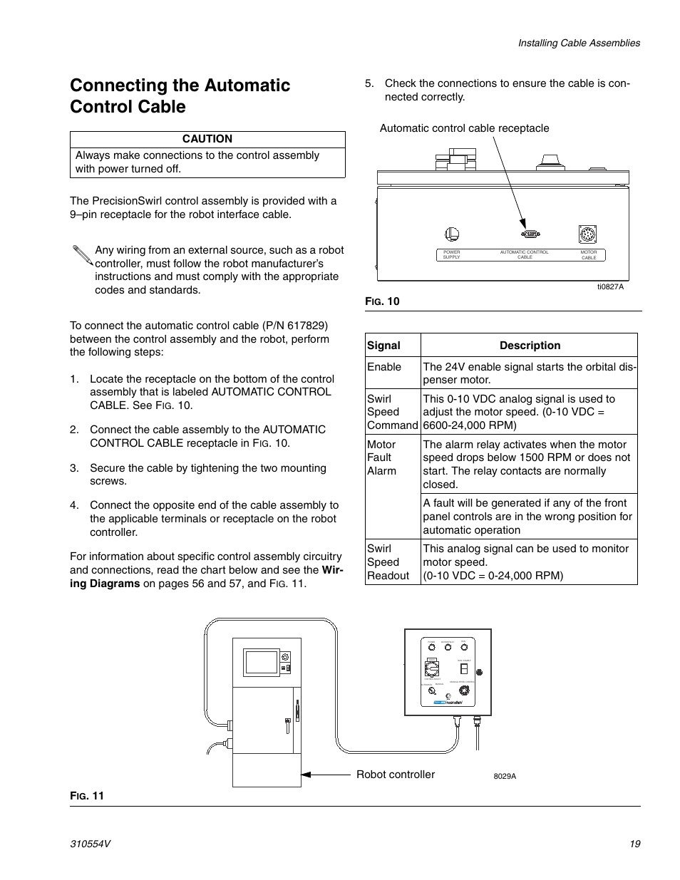 Connecting the automatic control cable | Graco PRECISIONSWIRL 310554V User Manual | Page 19 / 46