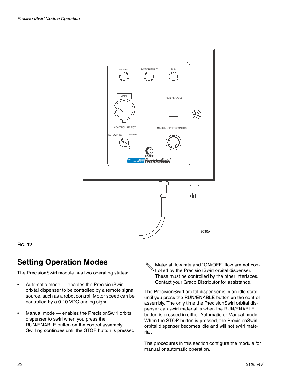 Setting operation modes, 12 f | Graco PRECISIONSWIRL 310554V User Manual | Page 22 / 46