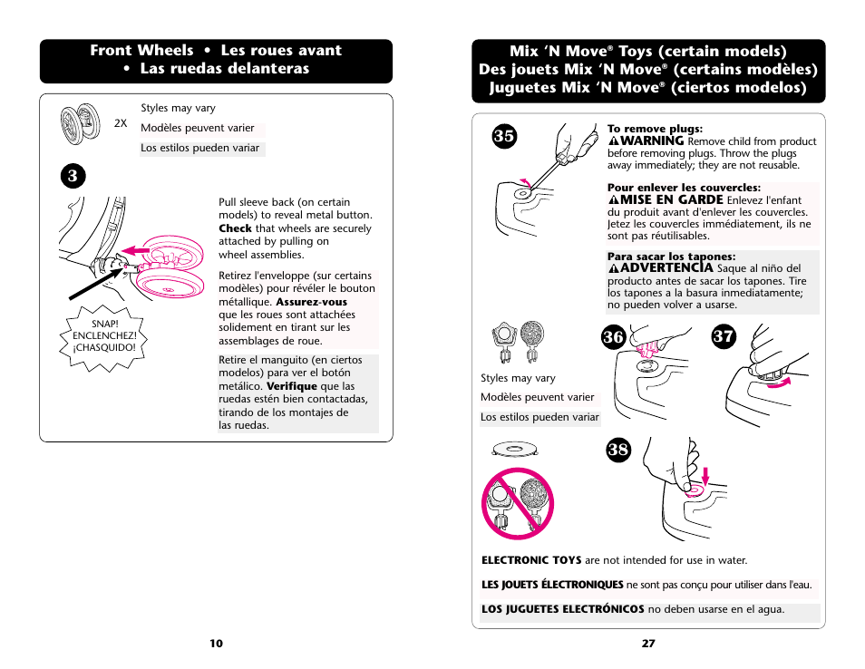 Mix ‘n move, Toys (certain models) des jouets mix ‘n move, Certains modèles) juguetes mix ‘n move | Ciertos modelos) | Graco ISPA089AD User Manual | Page 27 / 128
