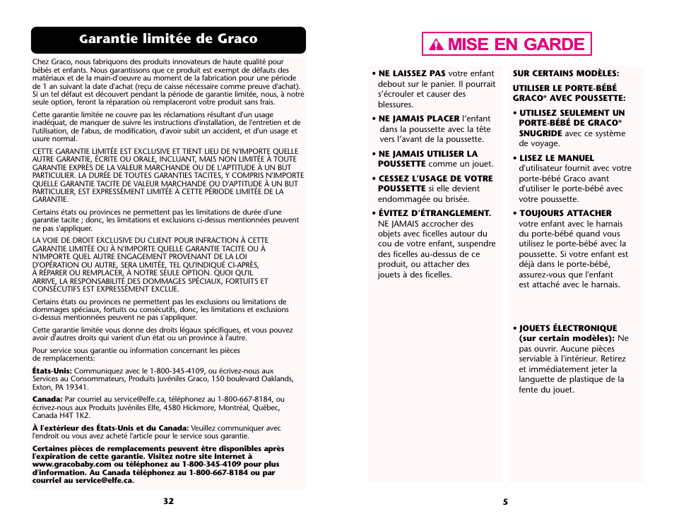 Arantie limitée de graco | Graco ISPA089AD User Manual | Page 32 / 128