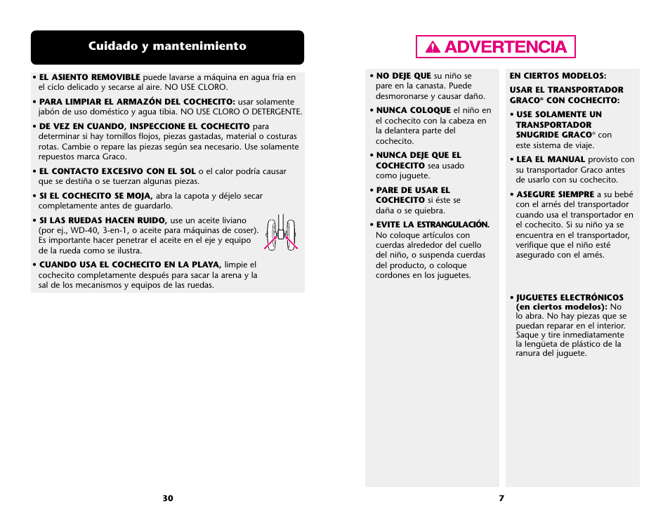 Cuidado y mantenimiento | Graco ISPA089AD User Manual | Page 7 / 128