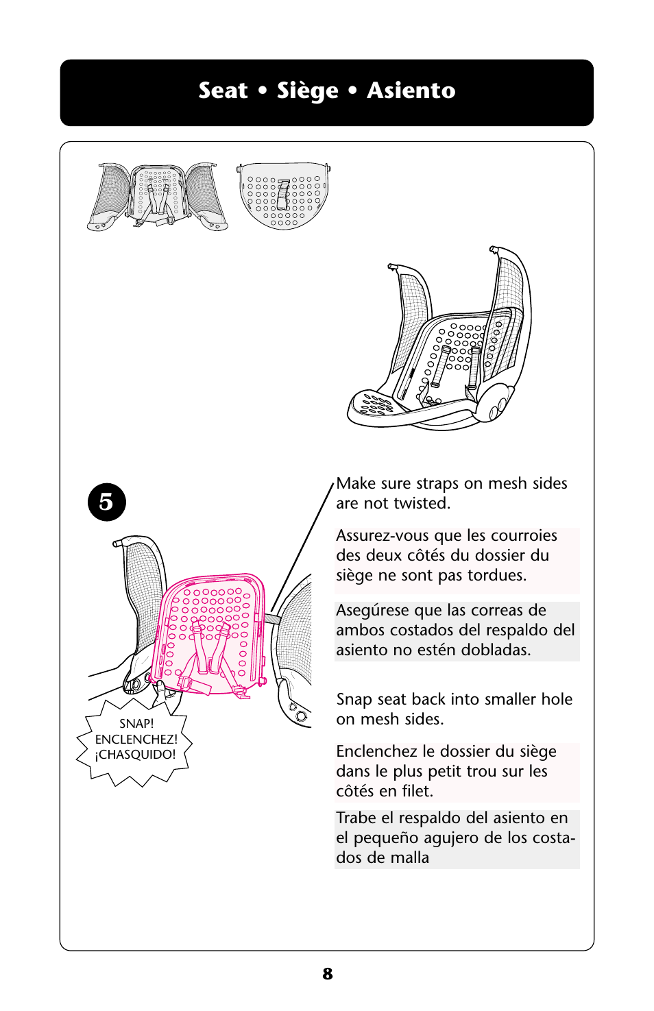 Seat • siège • asiento | Graco ISPS013AC User Manual | Page 8 / 40