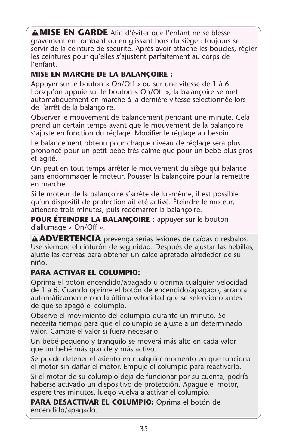 Graco Lovin' Hug 1757814 User Manual | Page 35 / 48
