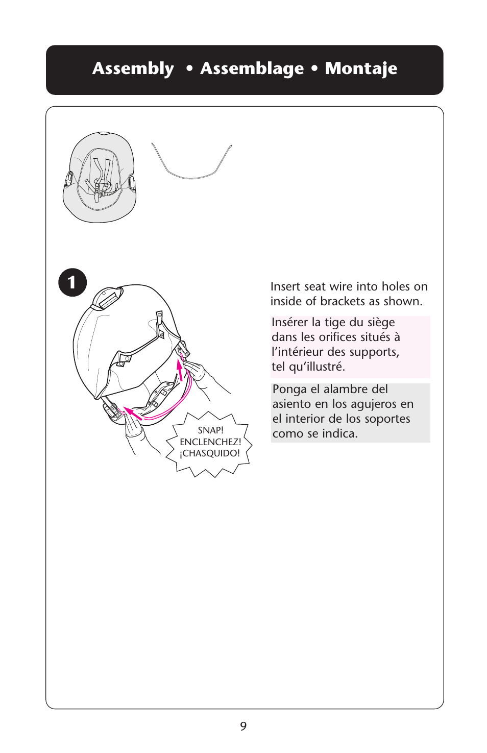 Assembly • assemblage • montaje | Graco Lovin' Hug 1757814 User Manual | Page 9 / 48