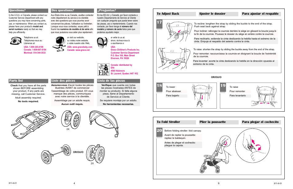 Parts list liste des pièces lista de las piezas, Questions? des questions? ¿preguntas | Graco 6474 User Manual | Page 9 / 11