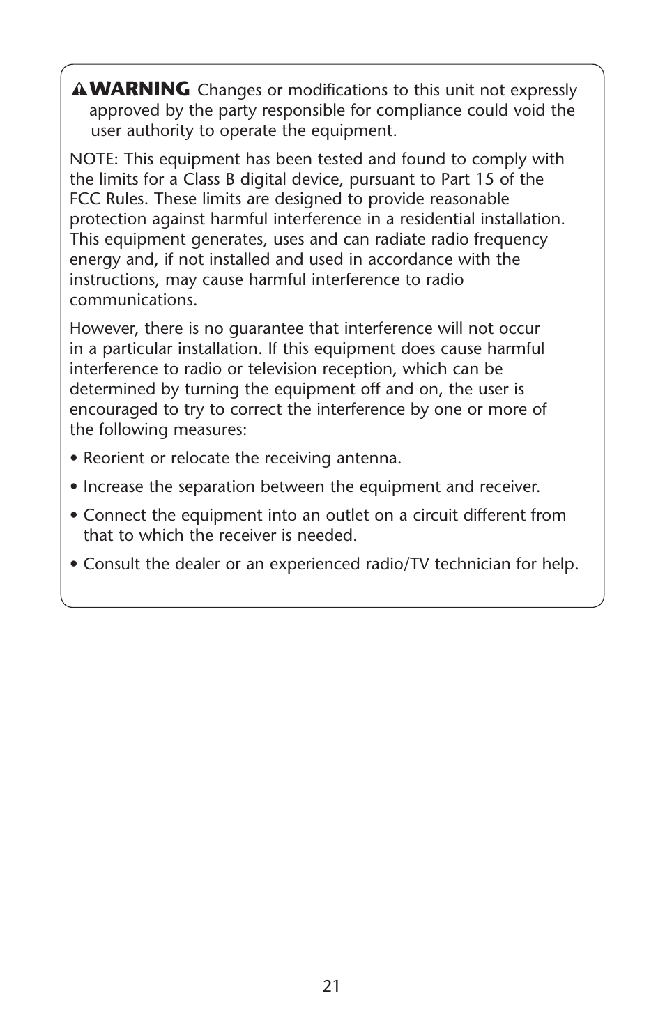 Warning | Graco Silhouette 1762256 User Manual | Page 21 / 40