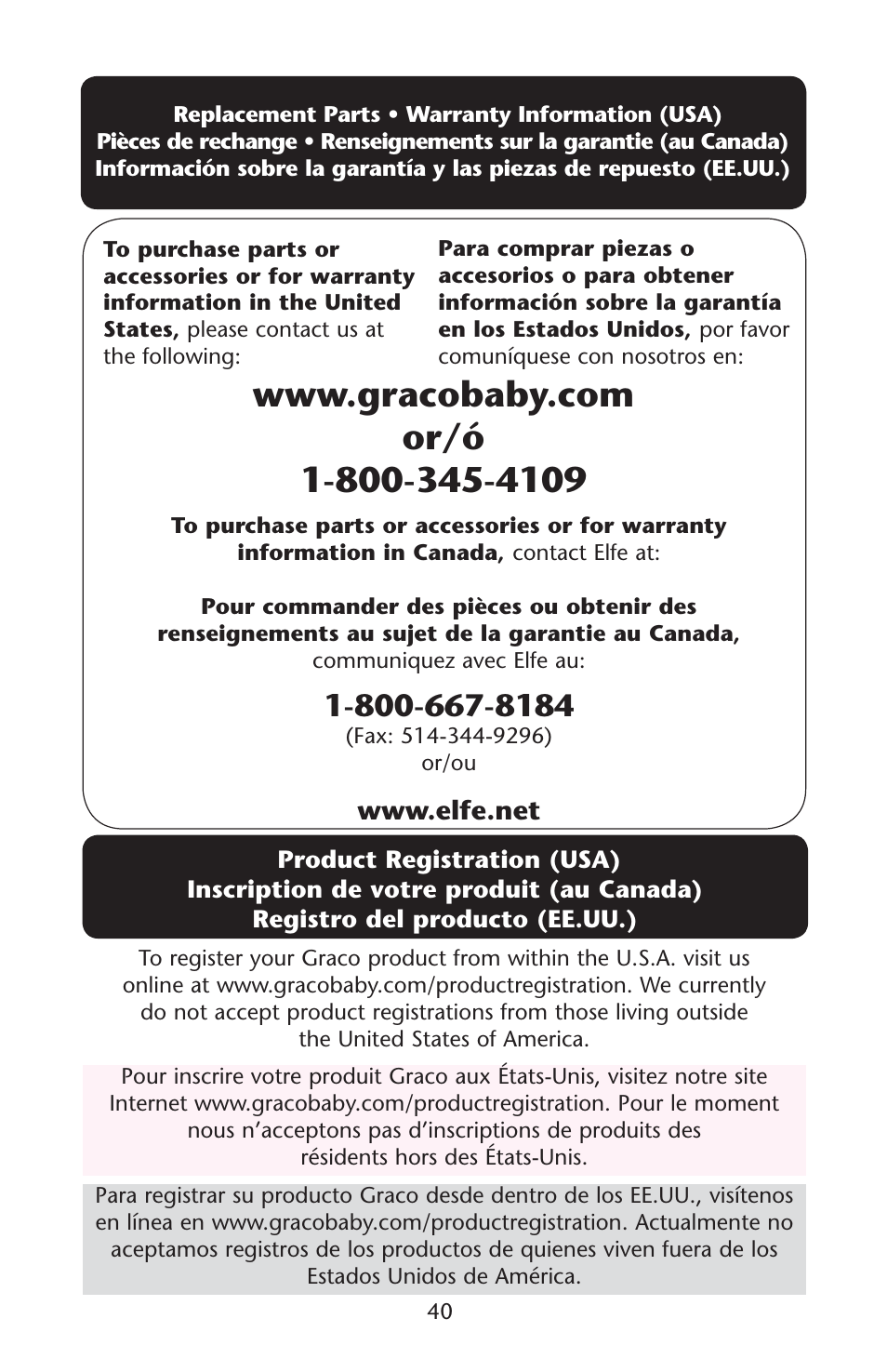 Graco Silhouette 1762256 User Manual | Page 40 / 40