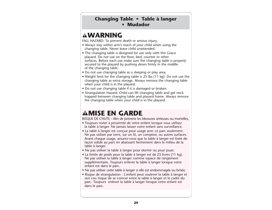 Mise en garde, Warning | Graco ISPP046AF User Manual | Page 29 / 42