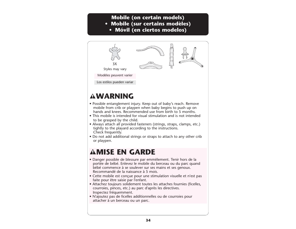 Warning, Mise en garde | Graco ISPP046AF User Manual | Page 34 / 42