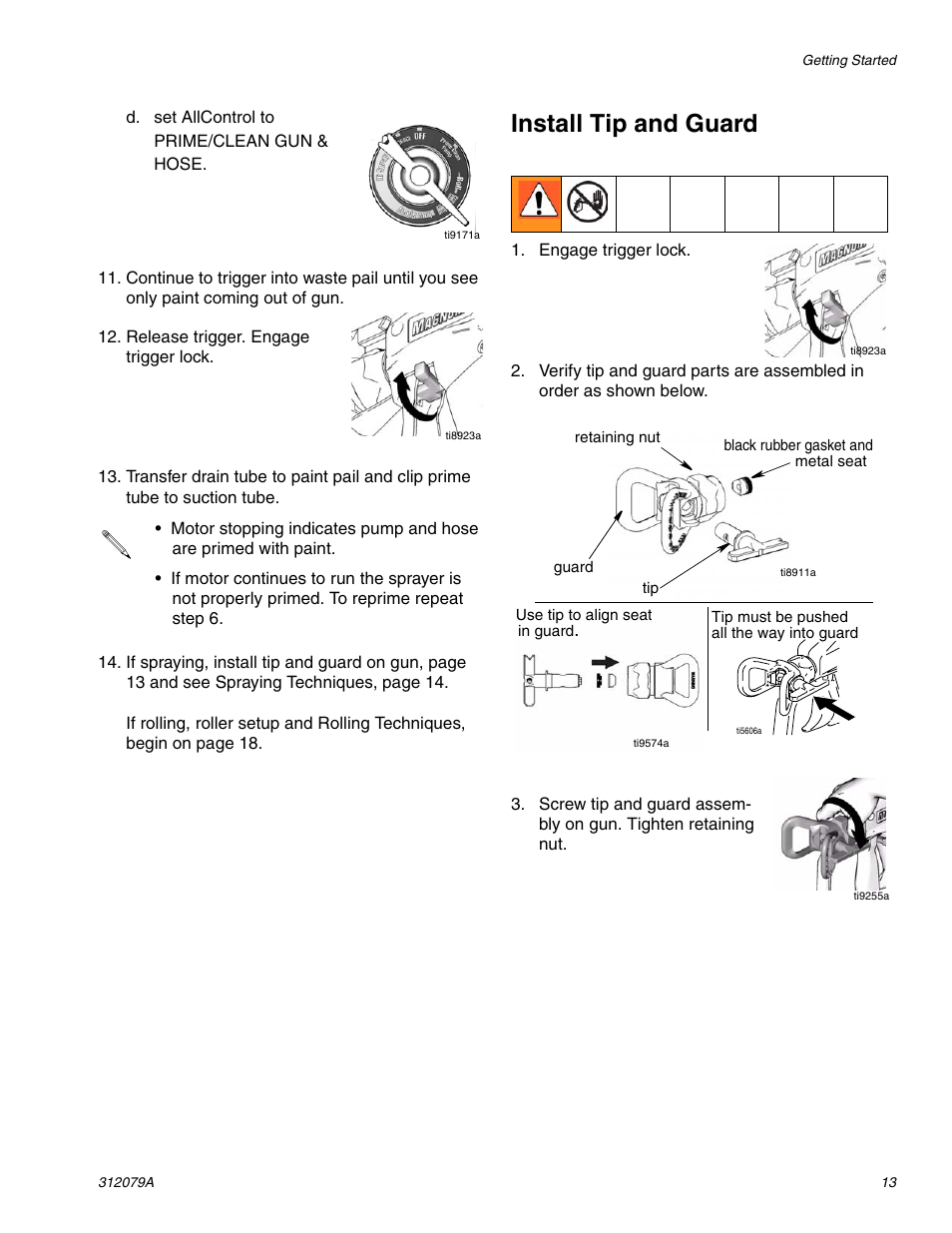 Install tip and guard | Graco MAGNUM 261800 User Manual | Page 13 / 36