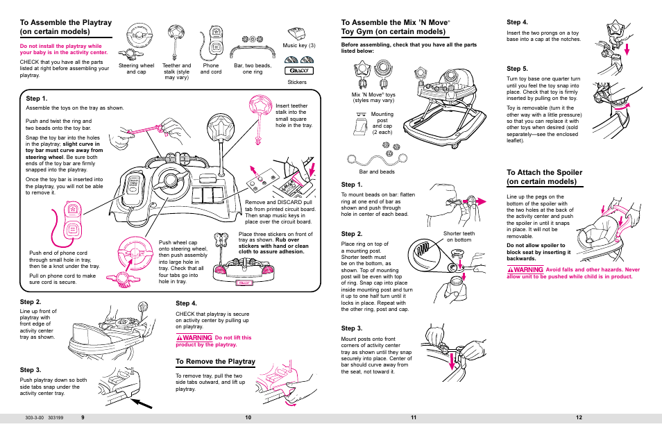 Toy gym (on certain models) | Graco 4440 User Manual | Page 5 / 7