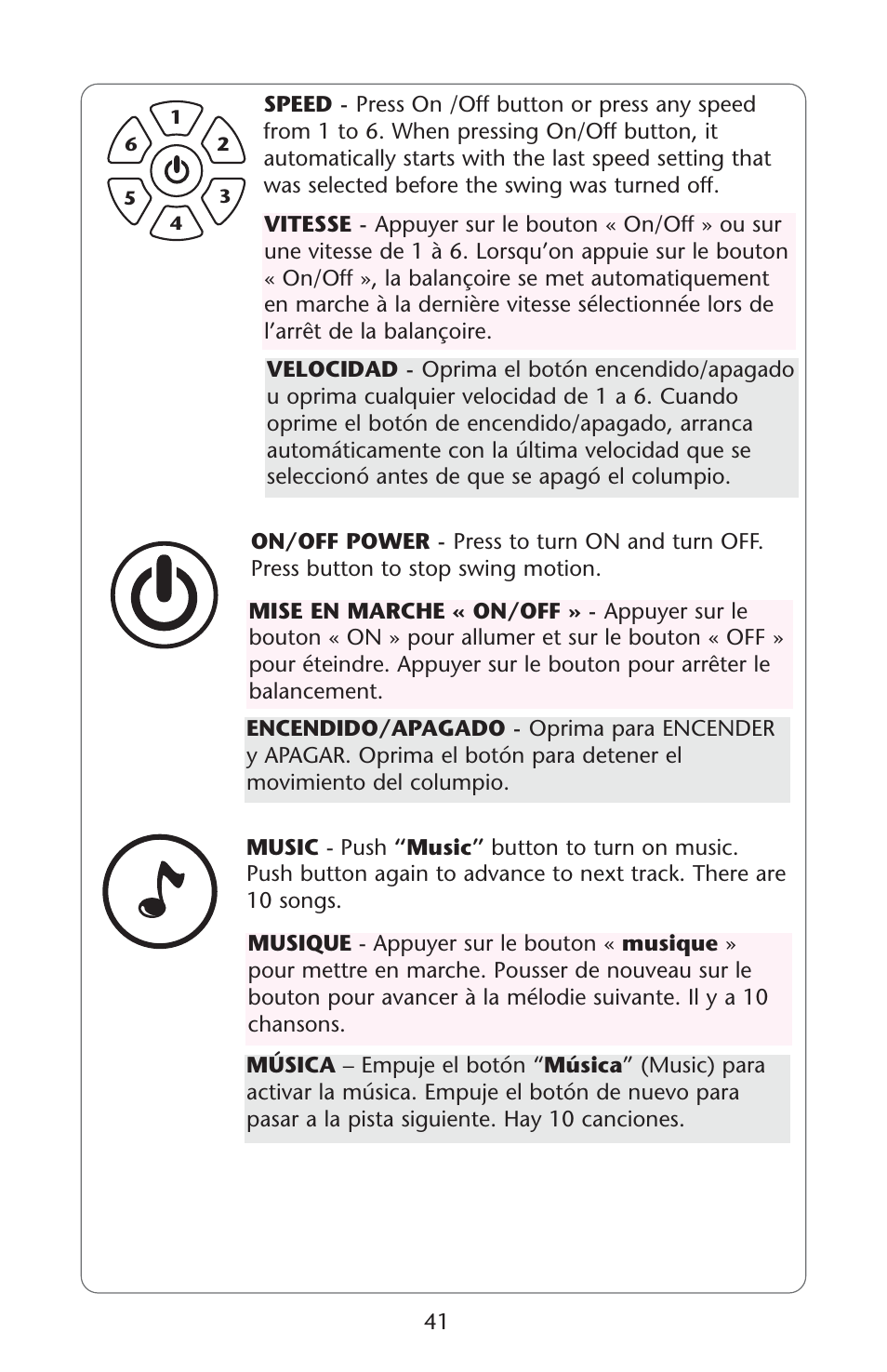 Graco Swing n' Bounce User Manual | Page 41 / 52