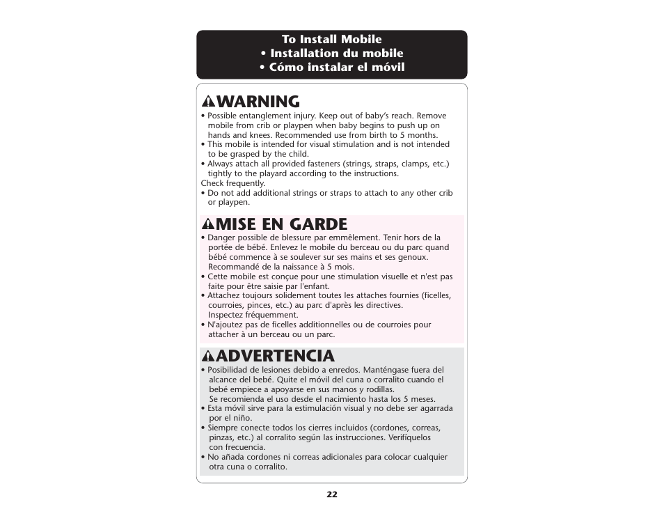 Advertencia, Mise en garde, Warning | Graco ISPP047AC User Manual | Page 22 / 40