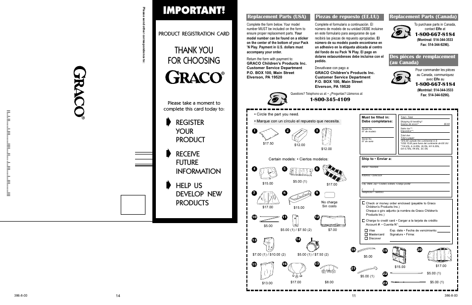 Important, Register, Your | Product, Receive, Future, Information, Help us, Develop new, Products | Graco 9757 User Manual | Page 14 / 24