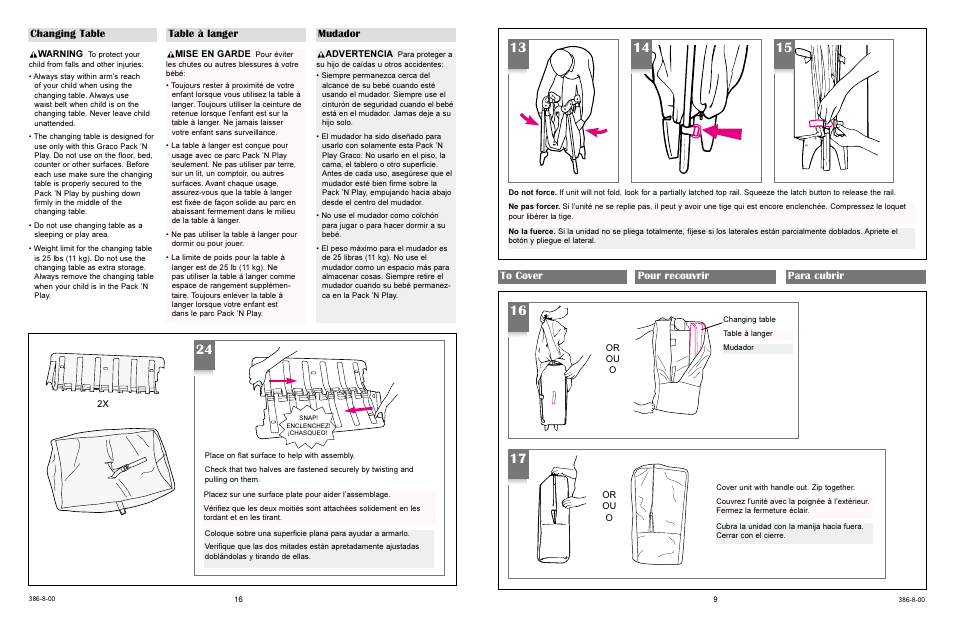Changing table table à langer mudador | Graco 9757 User Manual | Page 16 / 24