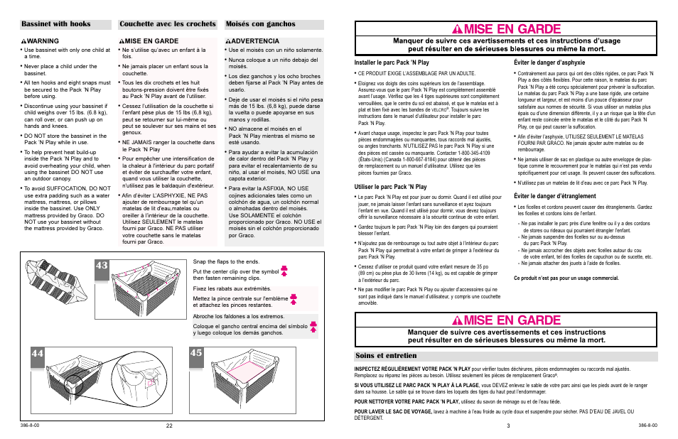 Mise en garde, Soins et entretien | Graco 9757 User Manual | Page 3 / 24