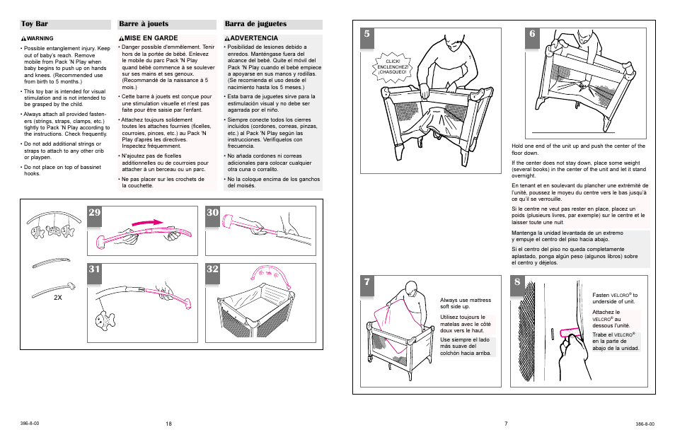 Toy bar barre à jouets barra de juguetes | Graco 9757 User Manual | Page 7 / 24