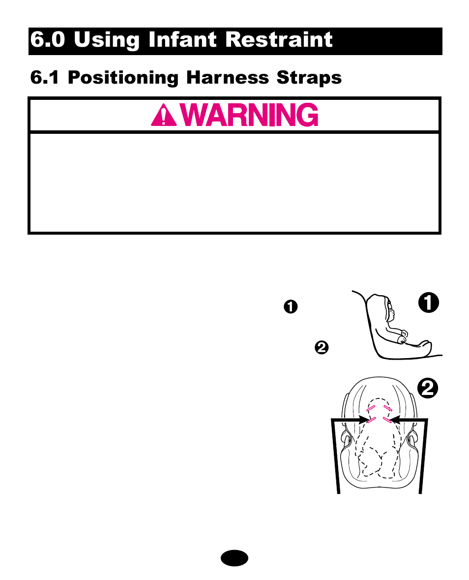 0 using infant restraint, 1 positioning harness straps | Graco ISPA067AA User Manual | Page 64 / 120