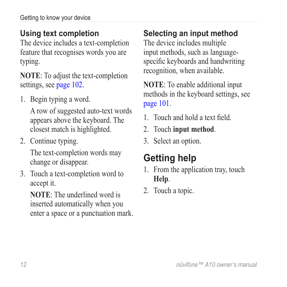 Getting help | Graco NUVIFONE A10 User Manual | Page 20 / 136