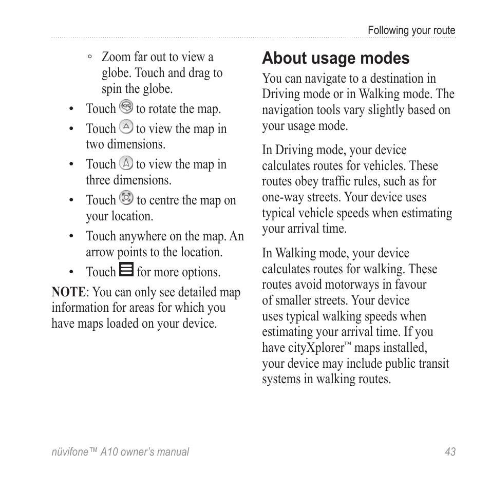 About usage modes | Graco NUVIFONE A10 User Manual | Page 51 / 136